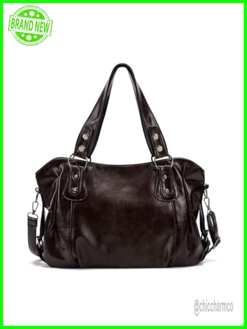 PU Leather Tote Bag Medium Crossbody Satchel Retro Y2K Shoulder Handbag